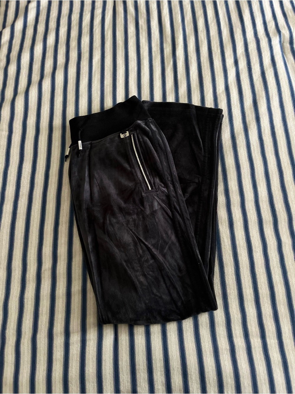 adidas Navy Blue Velour Pants Y2K Style